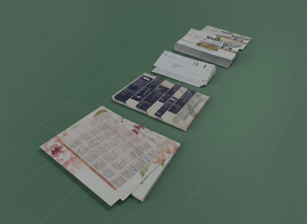 Leaflets on green tile