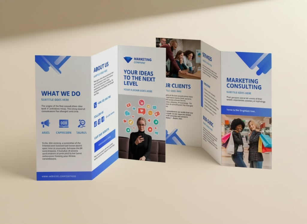 Trifold on cream studio